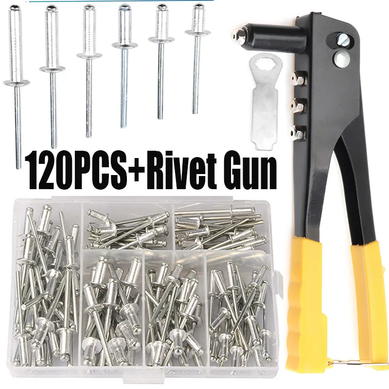 Nuts Mix - 120 ชิ้น Rivets/Heavy Duty Riveter ชุด