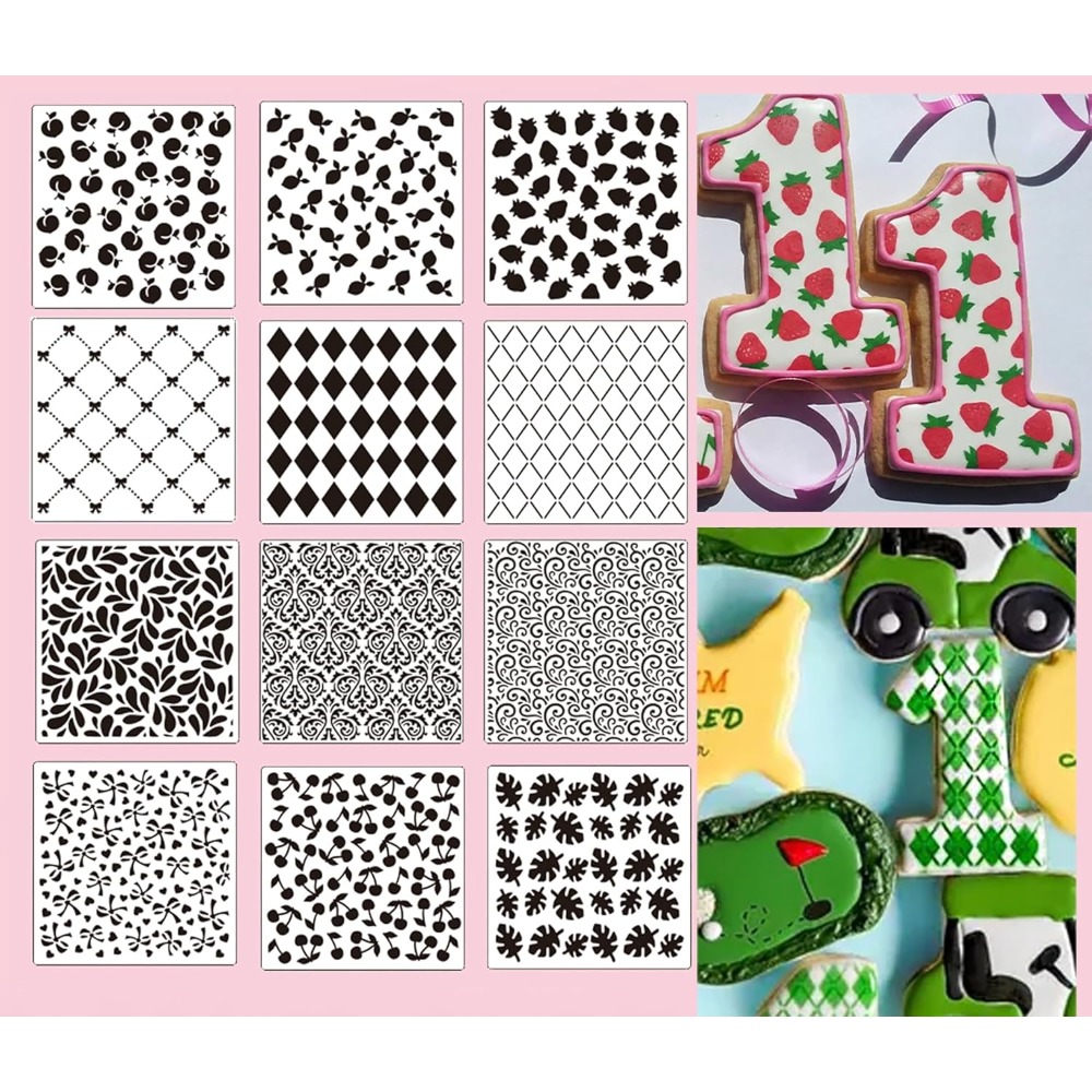 Cookies Pack - ชุดแม่พิมพ์คุกกี้ 12 ชิ้น ลายดอกไม้ ผลไม้ ลายเรขาคณิต