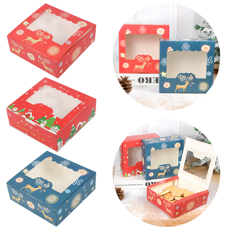 Chocolate Snack - กล่องกล่องฝาใสช็อคโกแลตลูกกวาดคุกกี้คริสต์มาส10/5ชิ้นกล่องบรรจุภัณฑ์ขนมห่อของขวัญคริสต์มาสงานเลี้ยงปีใหม่