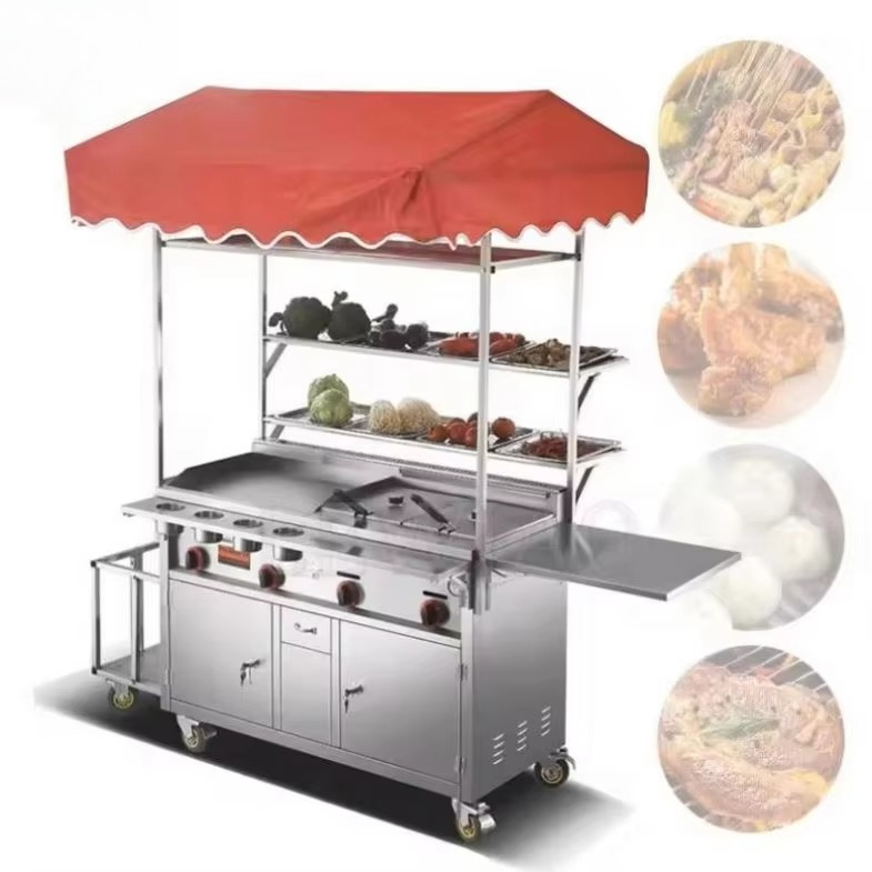 Food Snacks Catering - รถขายอาหารเคลื่อนที่แบบรถพ่วง สแตนเลส สำหรับขายไอศกรีม อาหารว่าง และฮอทดอก ปรับแต่งได้ตามต้องการ