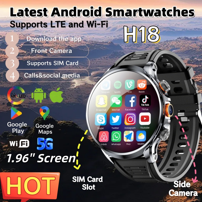 Seaweed Snack - สมาร์ทวอทช์ NEW 4G Android H18 หน้าจอขนาดใหญ่
