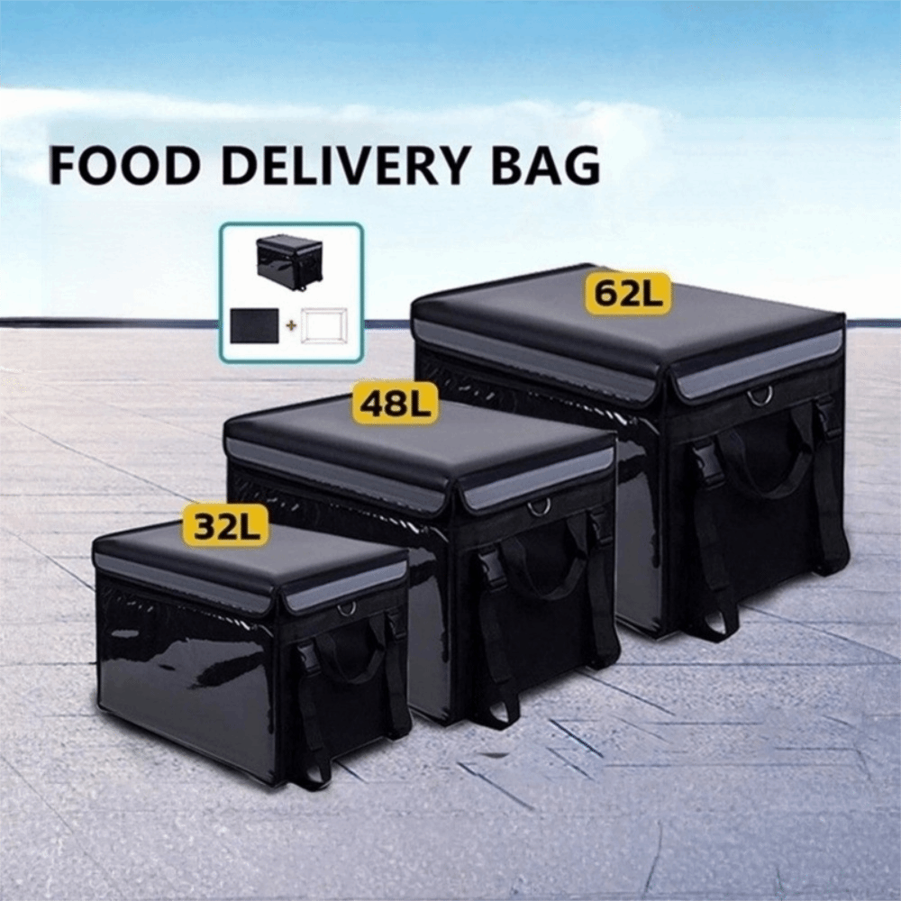 Food Snacks Delivery - กระเป๋าส่งอาหารกันน้ำ 32L/48L/62L ผ้าอ็อกซ์ฟอร์ด กระเป๋าเก็บความร้อน ฉนวนกันความร้อนด้วยฟอยล์อะลูมิเนียม