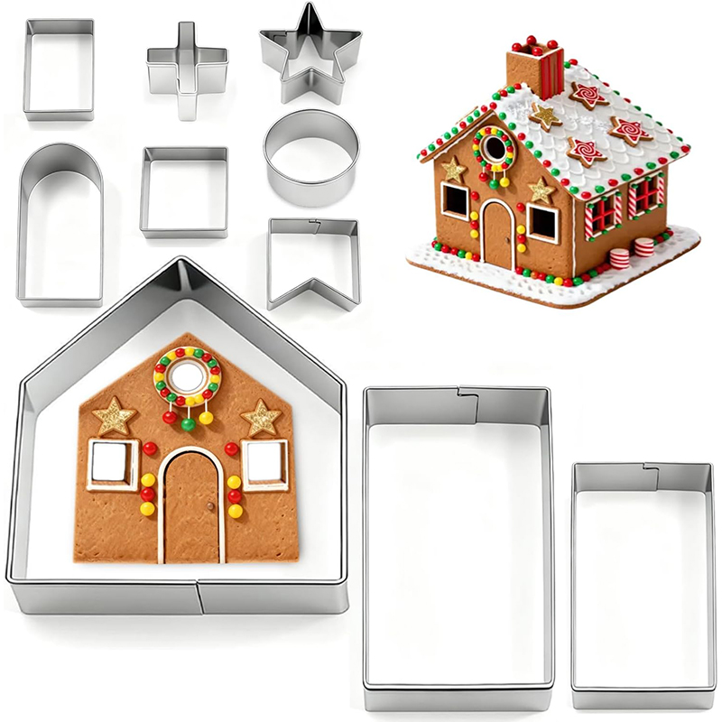Cookies Pack - ชุดตัวตัดคุกกี้รูปบ้านขนมปังขิง 10 ชิ้น ทำจากสแตนเลส ตัวตัดบิสกิต 3