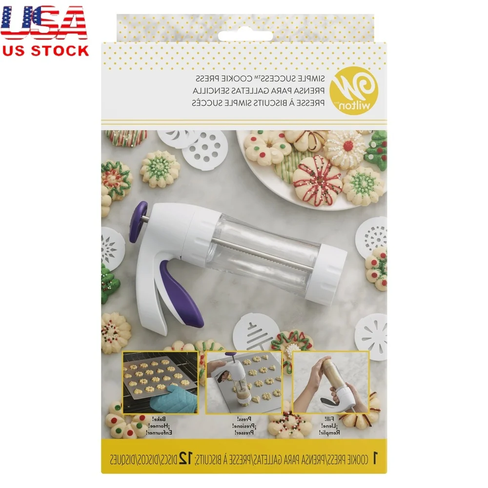 Cookies Pack - กดคุกกี้ตามหลักสรีรศาสตร์ชุด 13 ชิ้นเครื่องทําคุกกี้ Spritz Soft-Touch Trigger