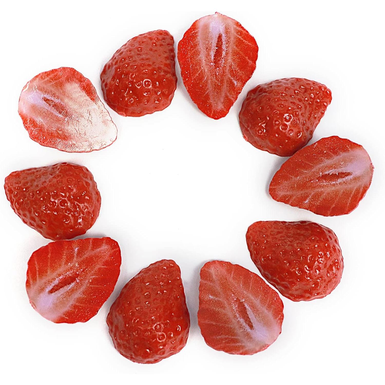Chocolate Snack - กลีบสตรอเบอร์รี่เทียม ของตกแต่งผลไม้ ปาร์ตี้ โต๊ะและแจกัน อุปกรณ์ประกอบฉากการถ่ายภาพ (10