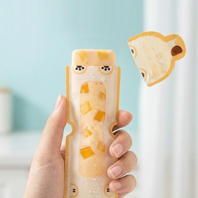 Healthy Snacks Food - ถุงทำไอศกรีมแท่งลายการ์ตูนน่ารัก 20 ชิ้น ป้องกันการรั่วซึม เกรดอาหาร สำหรับทำไอศกรีมแท่งโฮมเมด