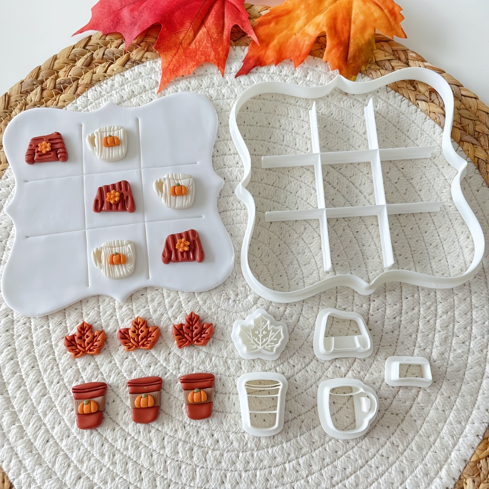 Cookies Pack - ชุดตัวตัดคุกกี้รูปทรงติ๊กตักโท 7 ชิ้น สำหรับฤดูใบไม้ร่วง พร้อมแม่พิมพ์คุกกี้ขนาดเล็ก ลายเสื้อสเวตเตอร์