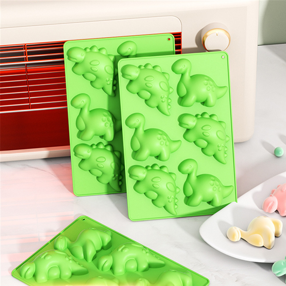 Gummy Candy - ไดโนเสาร์ซิลิโคนแม่พิมพ์เค้กช็อกโกแลต Gummies แม่พิมพ์ถาด 6-grid Candy Gummies